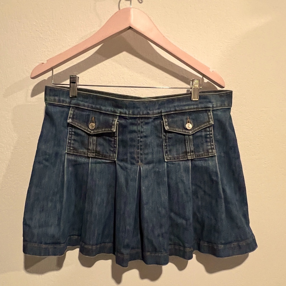Vintage  Made in USA Y2K Juicy Couture Jeans Pleated Denim mini skirt